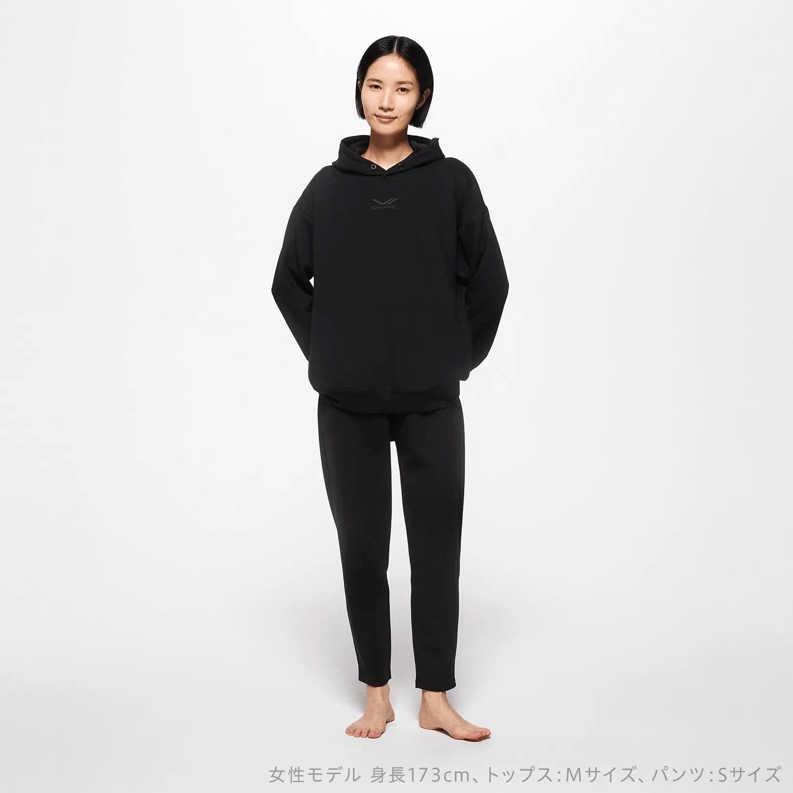 シックスパッド リカバリーウェア(パーカー&テーパードパンツ)上下セット ブラック S