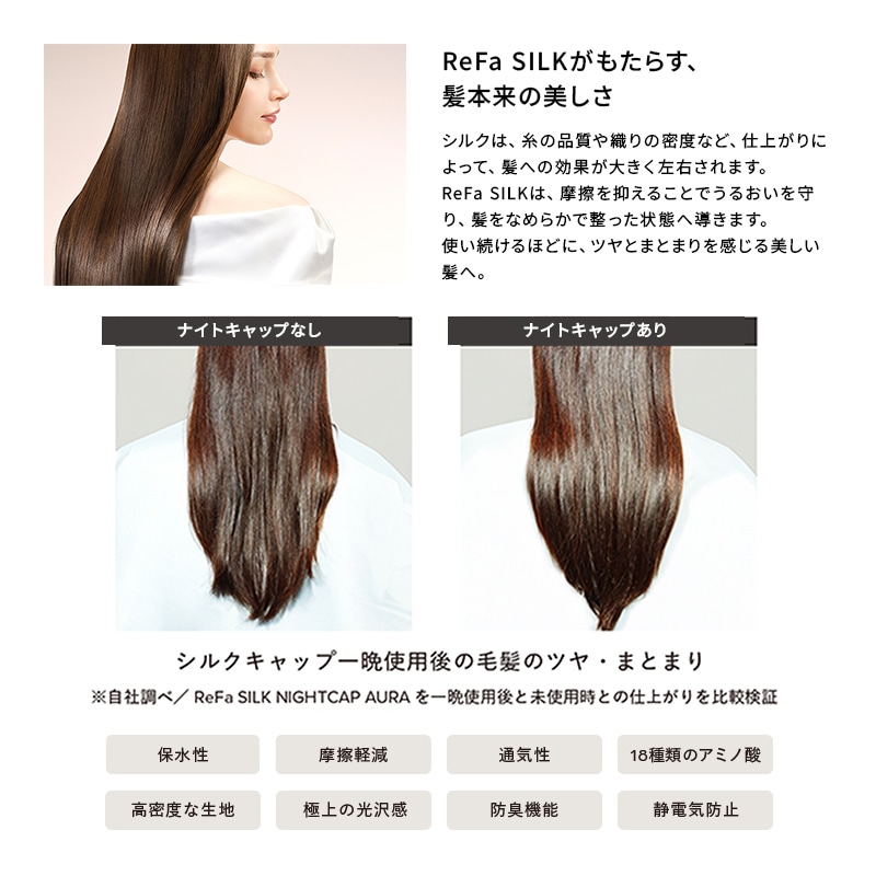 リファシルクナイトキャップロングオーラ(トープ)
