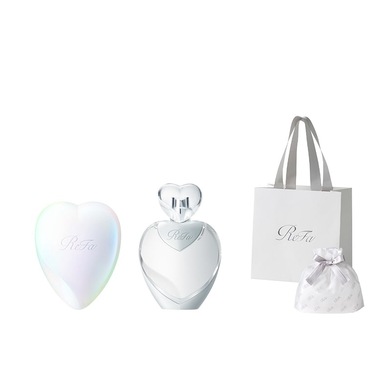 【ReFaギフトラッピングセット】リファハートブラシ（オーロラホワイト） & リファハートヘアフレグランス 30mL（ホワイト）