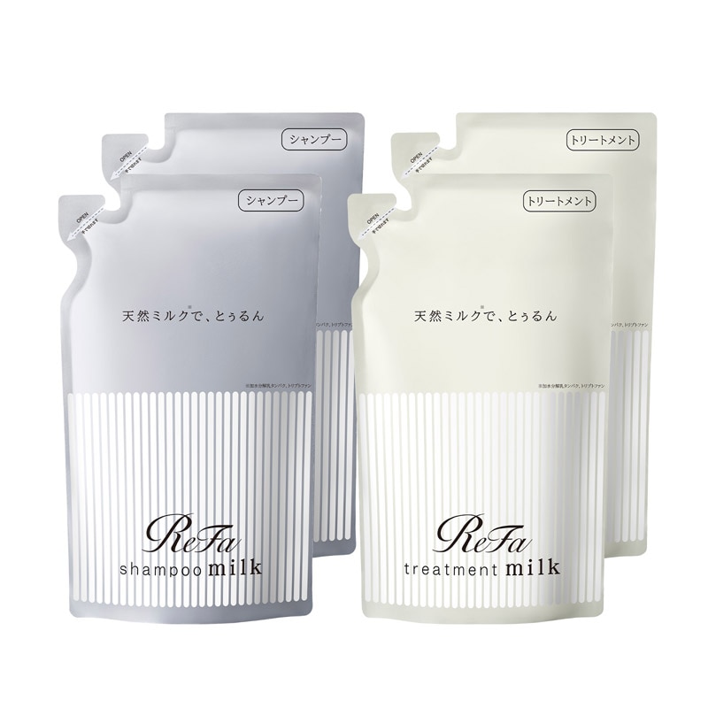 【定期購入】【5%OFF】リファミルクプロテインシャンプー 詰め替え 430mL 2個 & トリートメント 詰め替え 430g 2個 セット