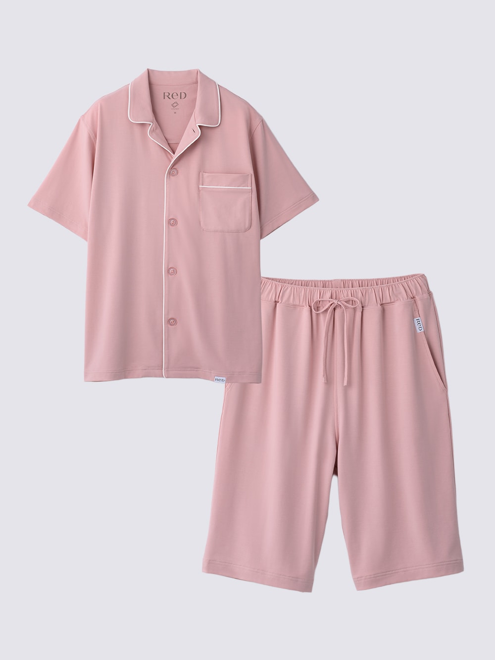 ReD ぐっすりパジャマ ベーシック 前開き半袖＆ハーフパンツ上下セット ピンク L