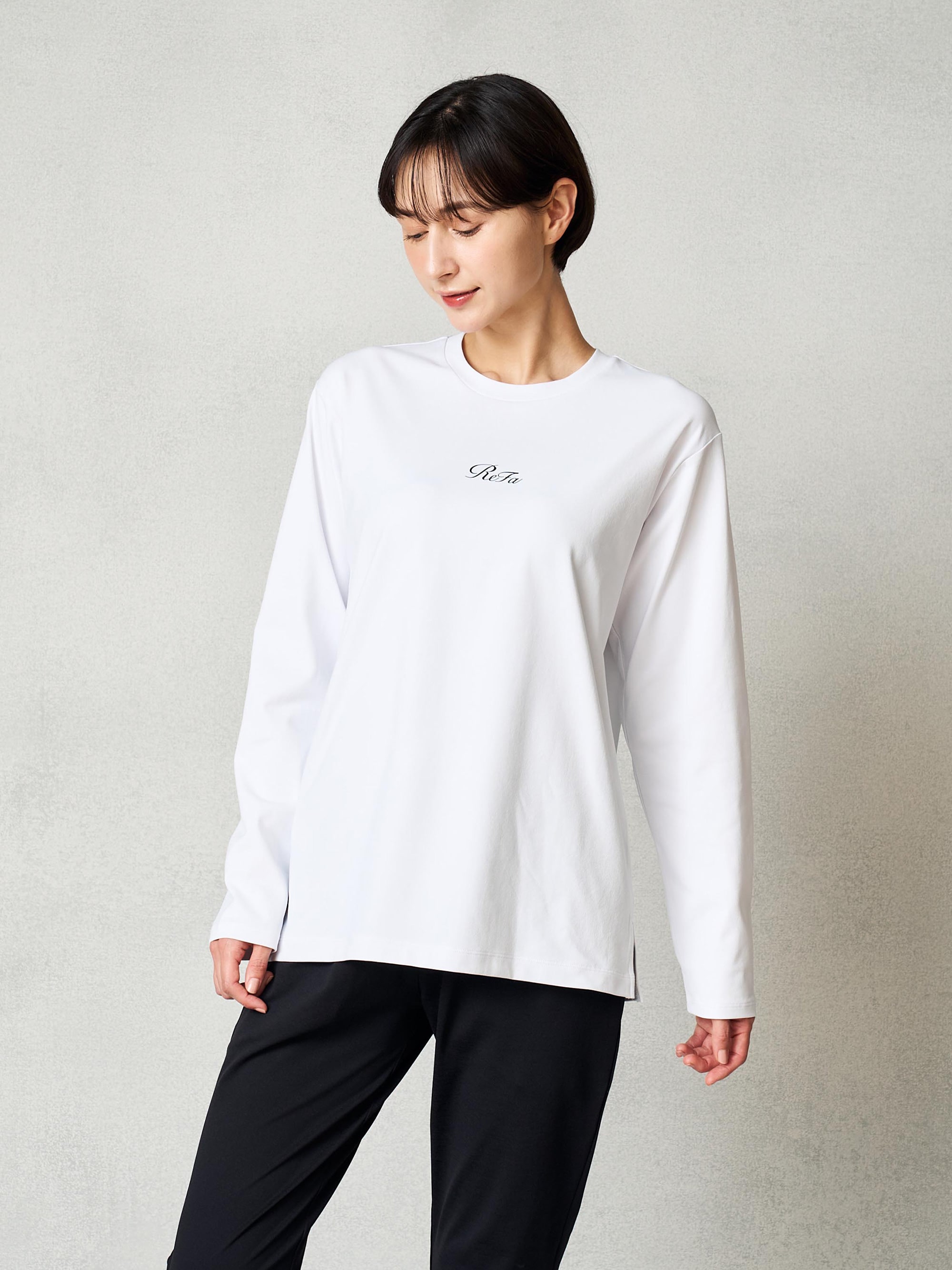 リファ バイタルテック コンフォートジャージー クルーネックロングTシャツ ホワイト SS