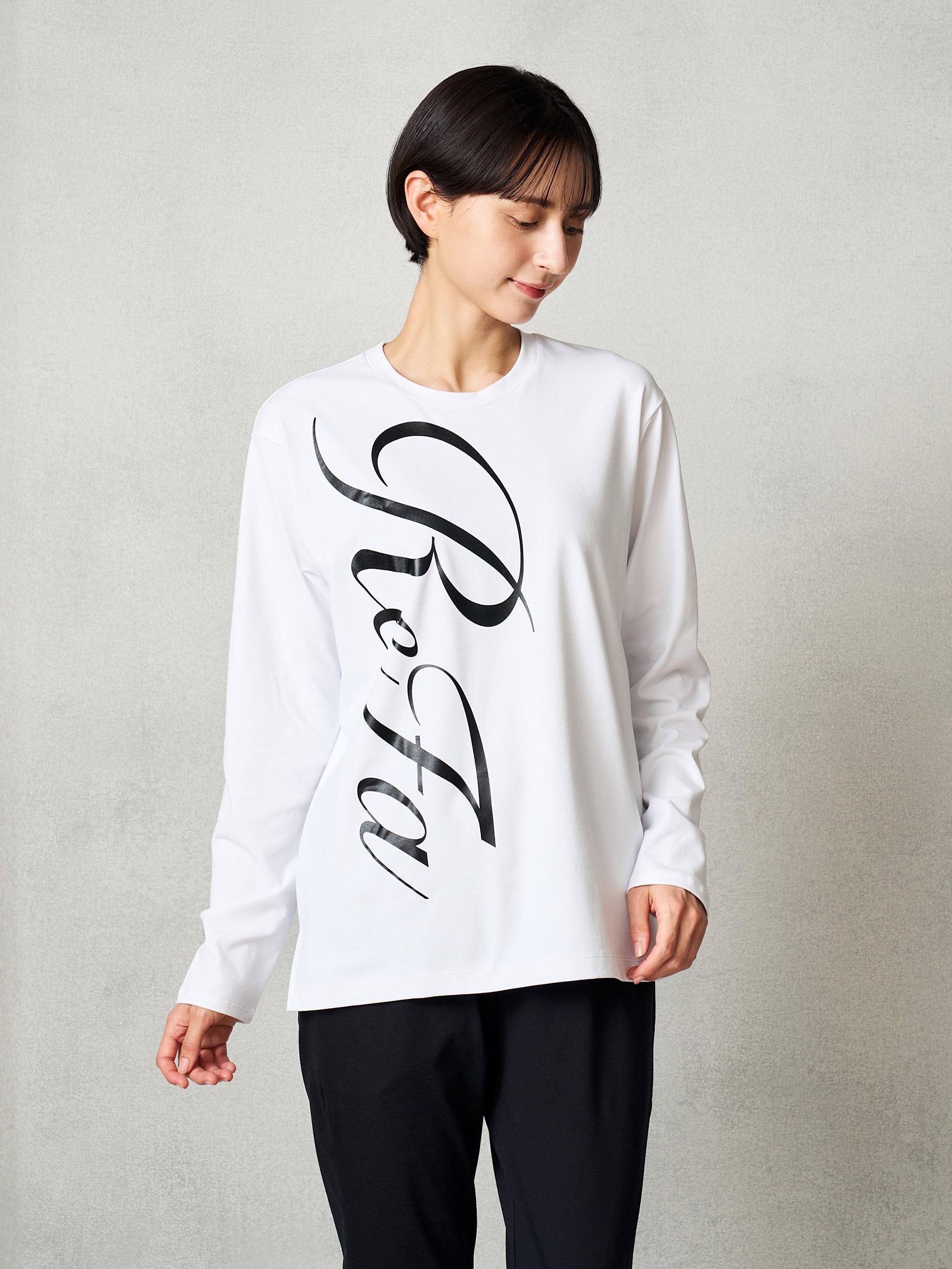 リファ バイタルテック コンフォートジャージー クルーネックロングTシャツ リファロゴ ホワイト S