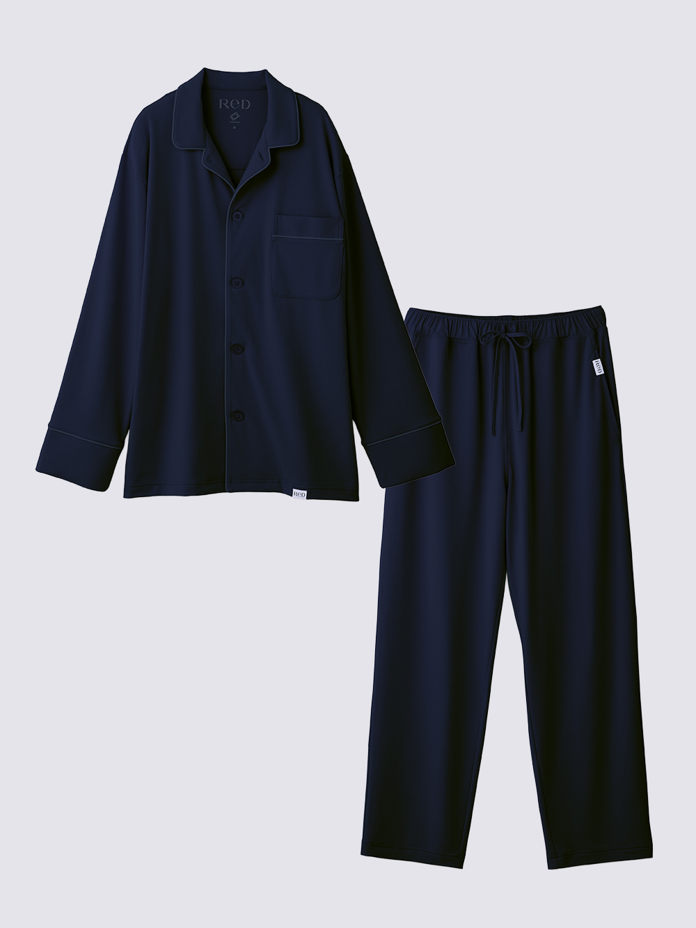 ReD ぐっすりパジャマ ベーシック 前開き長袖&ロングパンツ上下セット ネイビー M ネイビー M