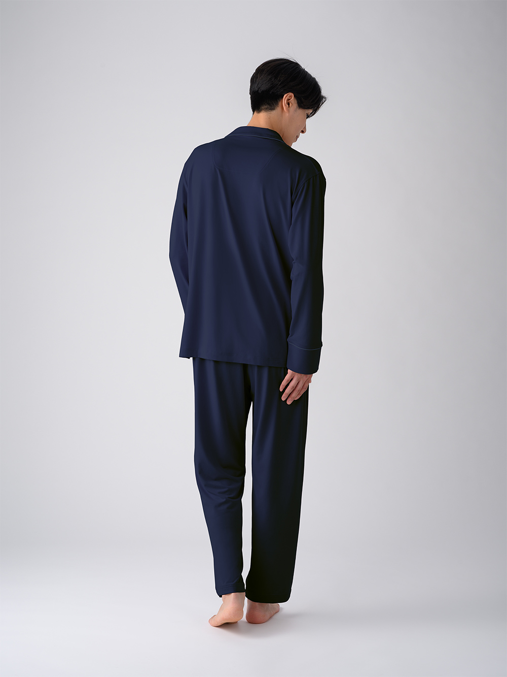 ReD ぐっすりパジャマ ベーシック 前開き長袖&ロングパンツ上下セット ネイビー M ネイビー M