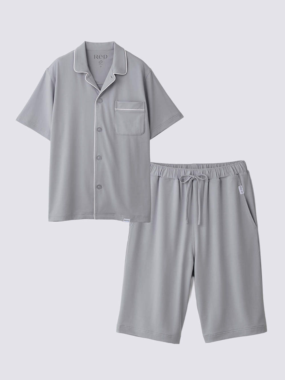 ReD ぐっすりパジャマ ベーシック 前開き半袖＆ハーフパンツ上下セット ライトグレー M